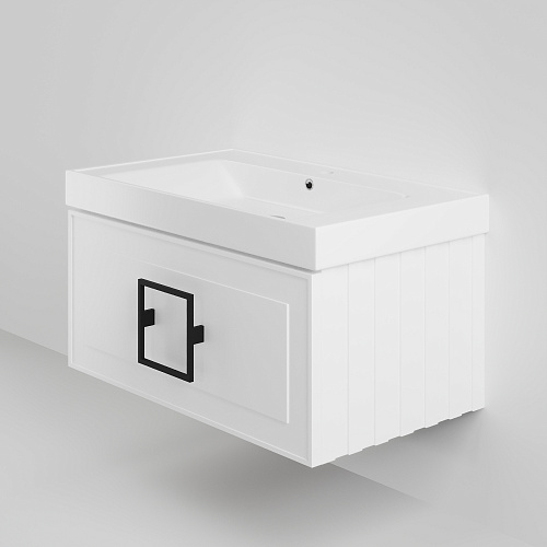 Тумба с раковиной La Fenice Cubo Bianco 80 NFNC-01-CUB-B-80-3-80 белая матовая, ручка черная Тумба с раковиной La Fenice Cubo Bianco 80 NFNC-01-CUB-B-80-3-80 белая матовая, ручка черная