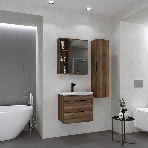 Зеркальный шкаф GROSSMAN ФОРТА-70 см универсальный темный дуб 70x70 2070022 Зеркальный шкаф GROSSMAN ФОРТА-70 см универсальный темный дуб 70x70 2070022