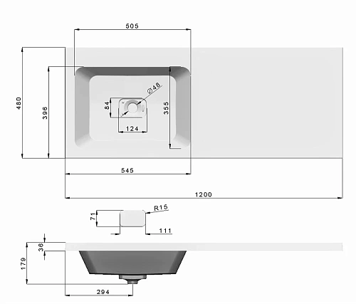 Раковина DREJA Wing 120 L (чаша слева) 100120L Раковина DREJA Wing 120 L (чаша слева) 100120L