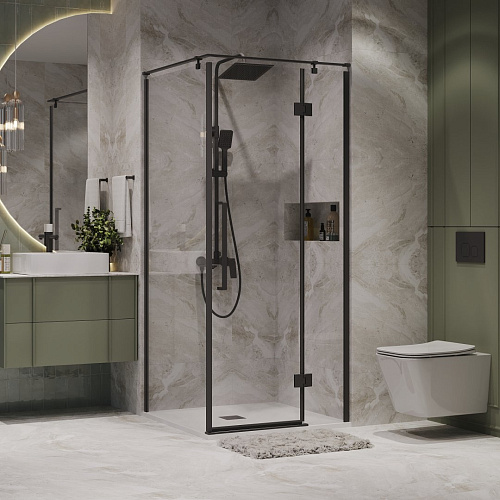 Душевой уголок Niagara Nova NG-6832-34BLACK (100x100x195) квадратная, распашная, черный матовый, стекло прозрачное Душевой уголок Niagara Nova NG-6832-34BLACK (100x100x195) квадратная, распашная, черный матовый, стекло прозрачное