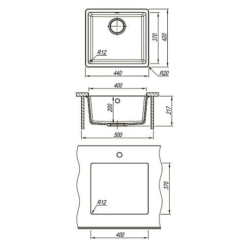 Кухонная мойка Lemark SINARA 440-U встраиваемая снизу из кварцгранита, бежевый 9910068 Кухонная мойка Lemark SINARA 440-U встраиваемая снизу из кварцгранита, бежевый 9910068