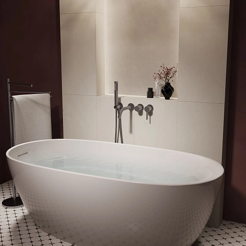 Смеситель для ванны Vincea Villa VTFW-1VL1GM встраиваемый, вороненая сталь Смеситель для ванны Vincea Villa VTFW-1VL1GM встраиваемый, вороненая сталь