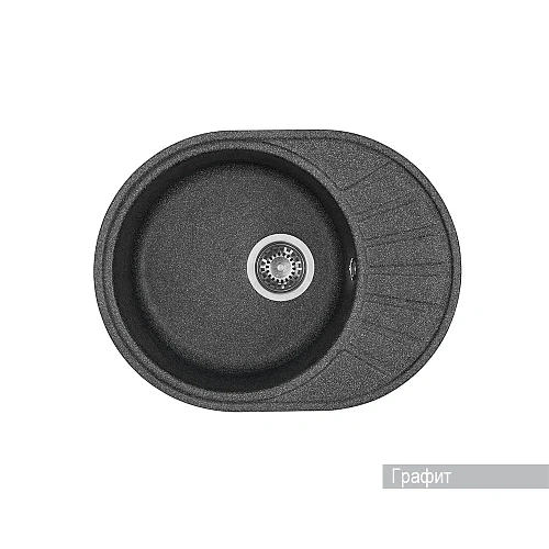 Кухонная мойка Aquaton Чезана 1A711232CS210 из литого мрамора, круглая, с крылом графит Кухонная мойка Aquaton Чезана 1A711232CS210 из литого мрамора, круглая, с крылом графит