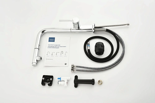 Смеситель для кухни AQUAme Cucina AQM9903CR с выдвижным изливом, с подключением к фильтру с питьевой водой, хром Смеситель для кухни AQUAme Cucina AQM9903CR с выдвижным изливом, с подключением к фильтру с питьевой водой, хром