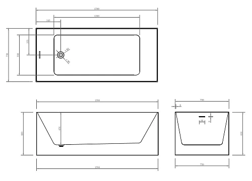 Ванна отдельностоящая ABBER AB9274-1.7 170x75 универсальная, белая акриловая Ванна отдельностоящая ABBER AB9274-1.7 170x75 универсальная, белая акриловая