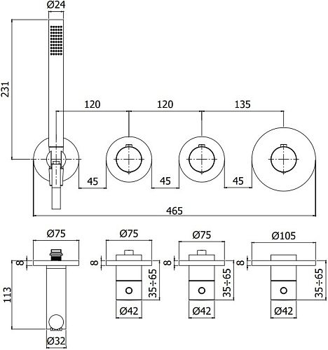Смеситель для ванны Paffoni Modular Box MDE000BO Смеситель для ванны Paffoni Modular Box MDE000BO