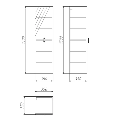 Шкаф-пенал GROSSMAN ВИВА-35 см универсальный, белый глянец 303511 Шкаф-пенал GROSSMAN ВИВА-35 см универсальный, белый глянец 303511