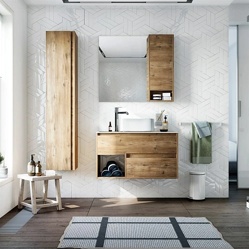 Тумба с раковиной STWORKI Карлстад 90 дуб рустикальный, роверелла, с отверстием для смесителя в стол 427826 Тумба с раковиной STWORKI Карлстад 90 дуб рустикальный, роверелла, с отверстием для смесителя в стол 427826