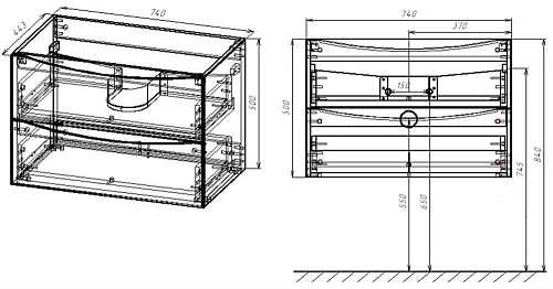 Тумба под раковину Vincea Mia 750 подвесная, 2 выкатных ящика soft close, R.Wood VMC-2MA750RW Тумба под раковину Vincea Mia 750 подвесная, 2 выкатных ящика soft close, R.Wood VMC-2MA750RW