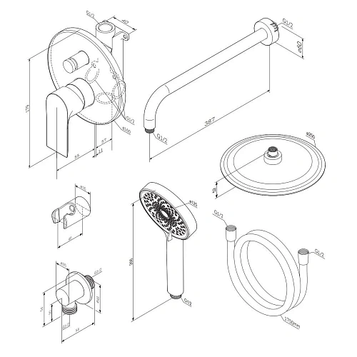 Душевая система Damixa Apollo 947520300 встраиваемая, черный Душевая система Damixa Apollo 947520300 встраиваемая, черный