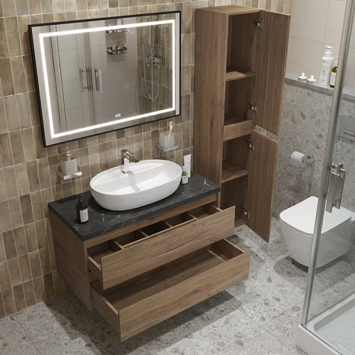 Тумба со столешницей и раковиной BelBagno KRAFT 100 kraft100rt-kepmno-1346-set подвесная KRAFT100RT-KEPMNO-1346-SET Тумба со столешницей и раковиной BelBagno KRAFT 100 kraft100rt-kepmno-1346-set подвесная KRAFT100RT-KEPMNO-1346-SET