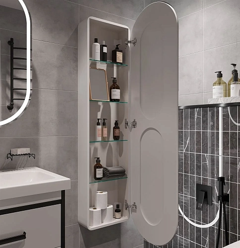 Шкаф-пенал STWORKI Мальмё МВК075 45, с подсветкой, белый 541671 Шкаф-пенал STWORKI Мальмё МВК075 45, с подсветкой, белый 541671