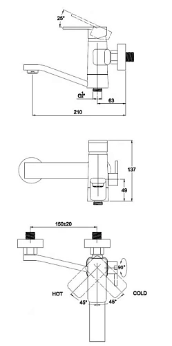 Смеситель для ванны Kaiser Sonat 34522 Смеситель для ванны Kaiser Sonat 34522