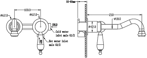 Смеситель для раковины Boheme Tradizionale Oro 287 встроенный Смеситель для раковины Boheme Tradizionale Oro 287 встроенный