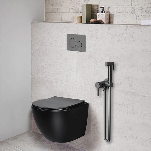 Гигиенический душ Vincea VHFW-101GM из латуни в комплекте со смесителем, вороненая сталь Гигиенический душ Vincea VHFW-101GM из латуни в комплекте со смесителем, вороненая сталь