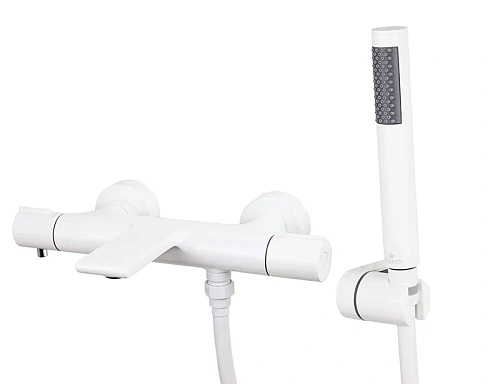 Смеситель для ванны Kaiser Serio 05322-4 с термостатом Белый матовый Смеситель для ванны Kaiser Serio 05322-4 с термостатом Белый матовый