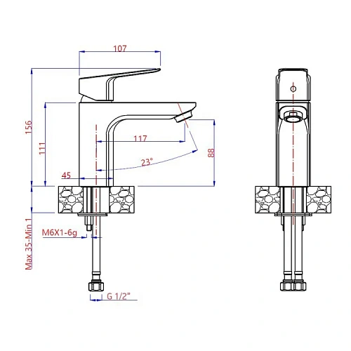 Смеситель для раковины Paini Viva Style P4YO205 без донного клапана, черный Смеситель для раковины Paini Viva Style P4YO205 без донного клапана, черный