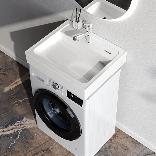 Раковина AM.PM X-Joy M85WCC0601WG050 над стиральной машиной, керамическая, 60x50 см, белый Раковина AM.PM X-Joy M85WCC0601WG050 над стиральной машиной, керамическая, 60x50 см, белый