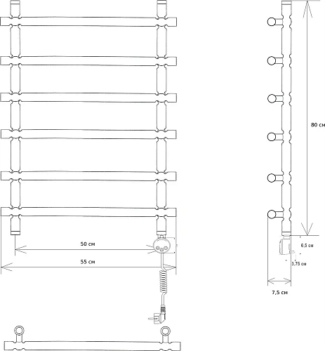 Полотенцесушитель электрический EWRIKA Медея B3 80х50 R, золото 473289 Полотенцесушитель электрический EWRIKA Медея B3 80х50 R, золото 473289