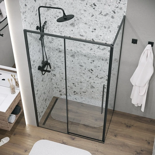 Боковая стенка GROSSMAN Galaxy 200.K33.01.90.21.00 (90x195) черный матовый, стекло прозрачное Боковая стенка GROSSMAN Galaxy 200.K33.01.90.21.00 (90x195) черный матовый, стекло прозрачное