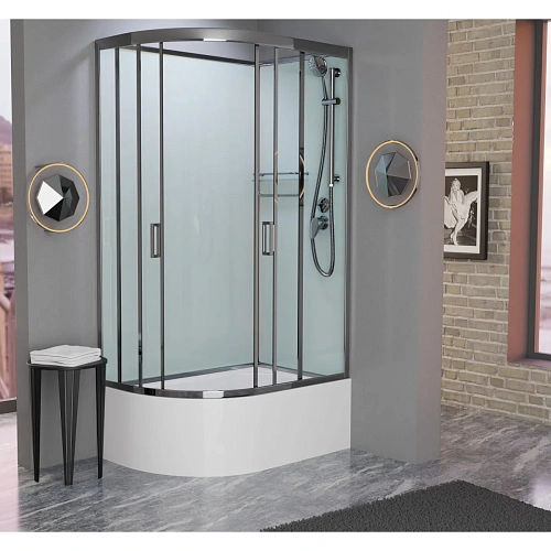 Душевая кабина Frank F412/2R правосторонняя Brilliant без крыши полированный хром профиль 120x80 190 190009 Душевая кабина Frank F412/2R правосторонняя Brilliant без крыши полированный хром профиль 120x80 190 190009