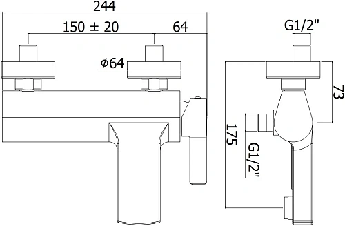 Смеситель для ванны Paffoni Rock RO023CR Смеситель для ванны Paffoni Rock RO023CR