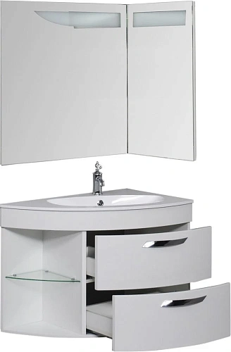Тумба под раковину De Aqua Трио 90 Люкс R белая 00197202 Тумба под раковину De Aqua Трио 90 Люкс R белая 00197202
