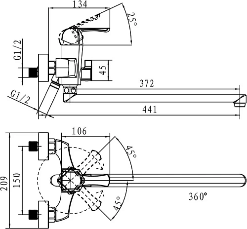 Смеситель для ванны Kaiser Boss 51055B Смеситель для ванны Kaiser Boss 51055B