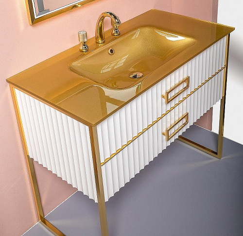 Тумба под раковину Armadi Art Monaco 100см белая глянец + золото под раковину 866-100-WG Тумба под раковину Armadi Art Monaco 100см белая глянец + золото под раковину 866-100-WG