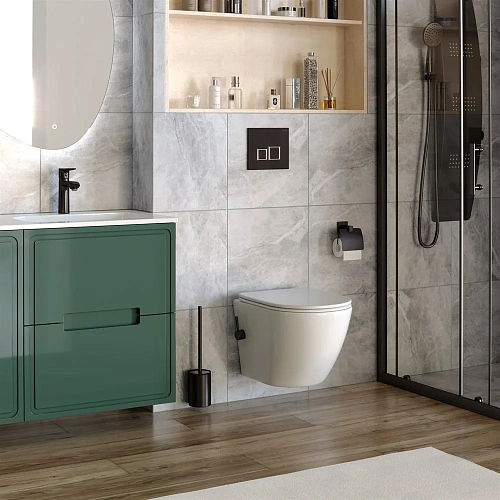 Унитаз подвесной Taliente Amato белый, с крышкой микролифт, с черным смесителем биде AM25010+SMnero Унитаз подвесной Taliente Amato белый, с крышкой микролифт, с черным смесителем биде AM25010+SMnero