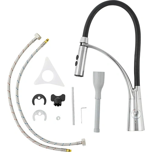 Смеситель для кухни Paini Barolo A9CR557LMKM гибкий, хром/черный Смеситель для кухни Paini Barolo A9CR557LMKM гибкий, хром/черный