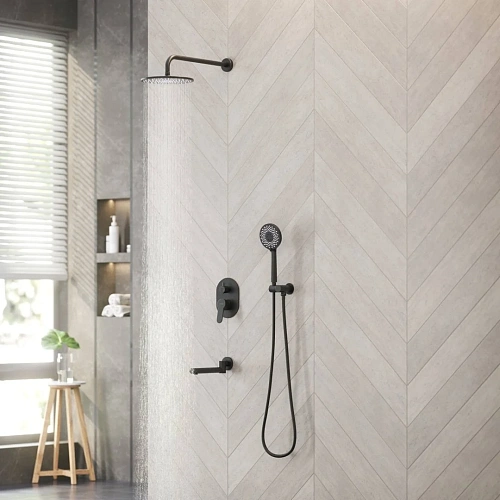 Душевая система BERGES NARDIS 3R встраиваемая, поворотный излив, черный матовый 071014 Душевая система BERGES NARDIS 3R встраиваемая, поворотный излив, черный матовый 071014