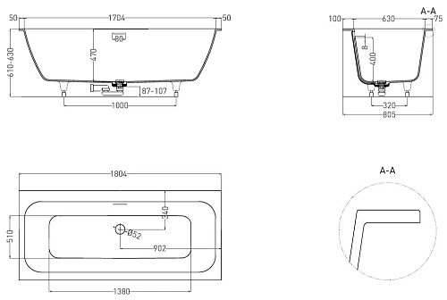 Ванна из искусственного камня Salini ORLANDA AXIS KIT 180x80 103312M S-Sense Ванна из искусственного камня Salini ORLANDA AXIS KIT 180x80 103312M S-Sense