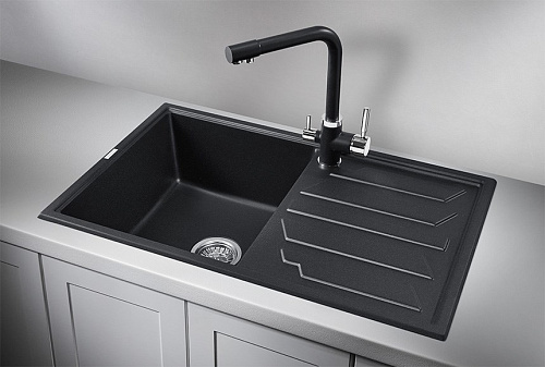 Кухонная мойка Granula 8002, ЧЁРНЫЙ, кварц 790х500 Кухонная мойка Granula 8002, ЧЁРНЫЙ, кварц 790х500