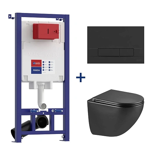 Комплект инсталляции Lemark PENEDA с клавишей смыва BIT черный матовый и унитазом GLAZER Торнадо черный матовый 100802235 Комплект инсталляции Lemark PENEDA с клавишей смыва BIT черный матовый и унитазом GLAZER Торнадо черный матовый 100802235