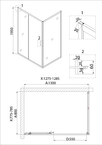 Душевой уголок Niagara Nova NG-82-13AB-A80B (130x80x195) прямоугольная, дверь раздвижная Душевой уголок Niagara Nova NG-82-13AB-A80B (130x80x195) прямоугольная, дверь раздвижная