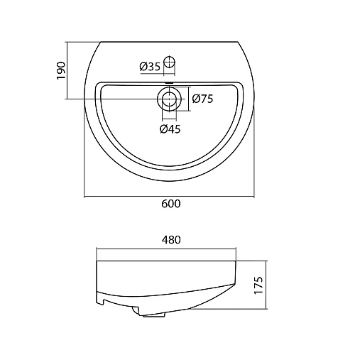 Раковина Santek Аллегро 60 1WH301953 1.WH30.1.953 Раковина Santek Аллегро 60 1WH301953 1.WH30.1.953