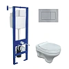 Комплект инсталляции BERGES ATOM 410 с клавишей смыва Atom хром глянец, унитазом подвесной Albit S с сиденьем Top Slim SO, микролифт, быстросъем 043315