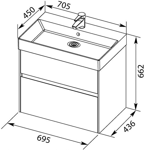 Тумба под раковину Aquanet Бруклин 70 белый 00203959 Тумба под раковину Aquanet Бруклин 70 белый 00203959