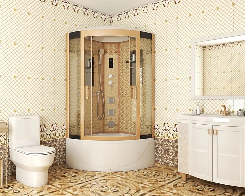 Душевая кабина Niagara Luxe NG-7790G (900x900х2150) высокий поддон стенки золото Душевая кабина Niagara Luxe NG-7790G (900x900х2150) высокий поддон стенки золото