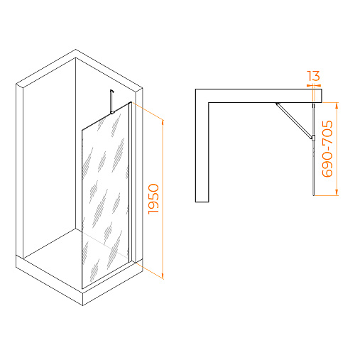Душевая перегородка RGW Walk In WA-110 700 мм 351011007-31 хром, Easy Clean Душевая перегородка RGW Walk In WA-110 700 мм 351011007-31 хром, Easy Clean