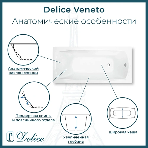Ванна из искусственного камня Delice Veneto 180х75 DLR330062R-G глянцевая с ручками хром Ванна из искусственного камня Delice Veneto 180х75 DLR330062R-G глянцевая с ручками хром