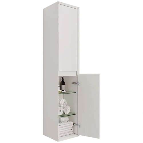 Шкаф-пенал DREJA INSIGHT, 35 см, подвесной, универсальный, 2 дверцы, 4 стеклянные полки, белый гляне 99.9201 Шкаф-пенал DREJA INSIGHT, 35 см, подвесной, универсальный, 2 дверцы, 4 стеклянные полки, белый гляне 99.9201