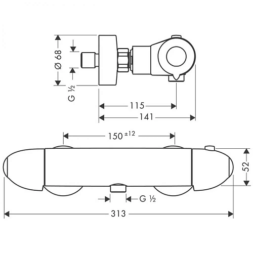 Смеситель для душа hansgrohe Ecostat Ecomax термостатический 13356000 Смеситель для душа hansgrohe Ecostat Ecomax термостатический 13356000