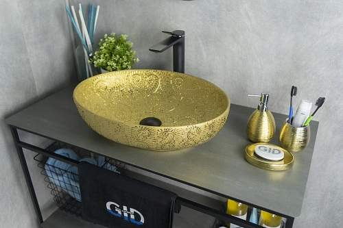 Раковина Gid Nc444 52233 накладная золотая 51x39x14.5 Раковина Gid Nc444 52233 накладная золотая 51x39x14.5