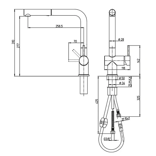 Гигиеническая лейка Paini Aria 53CR174KIT Гигиеническая лейка Paini Aria 53CR174KIT