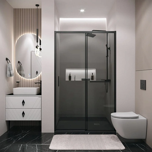 Душевая дверь GROSSMAN Style 100.K33.05.110.21.10 (110x195) черный матовый, стекло тонированное Душевая дверь GROSSMAN Style 100.K33.05.110.21.10 (110x195) черный матовый, стекло тонированное