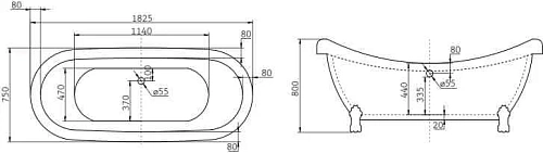 Ванна отдельностоящая BelBagno BB05 1825x750 акриловая Ванна отдельностоящая BelBagno BB05 1825x750 акриловая