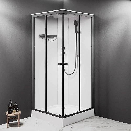 Душевая кабина AM.PM X-Joy W94C-403-090BT 90x90, профиль черный матовый, стекло прозрачное Душевая кабина AM.PM X-Joy W94C-403-090BT 90x90, профиль черный матовый, стекло прозрачное