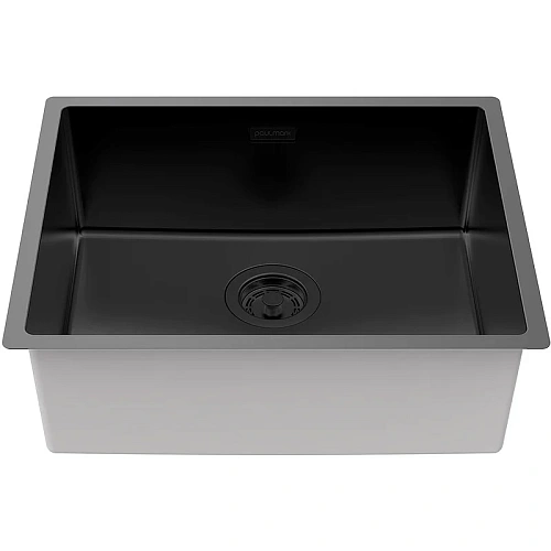 Кухонная мойка Paulmark LASSAN 54 UN LA54-MBN, матовый черный NANO-PVD, 540х440мм Кухонная мойка Paulmark LASSAN 54 UN LA54-MBN, матовый черный NANO-PVD, 540х440мм